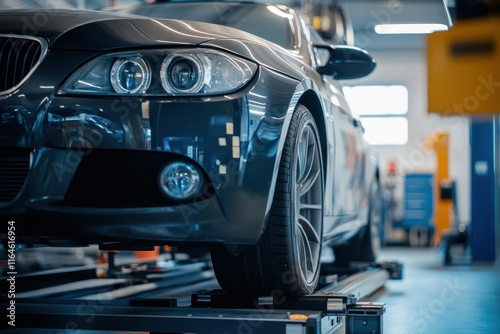 Wallpaper Mural Car undergoing maintenance in a modern automotive workshop with bright lighting and equipment Torontodigital.ca