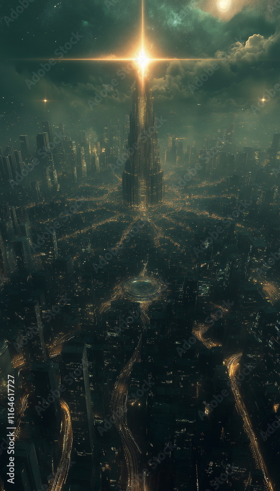 Obraz premium A city on the edge of the world whose buildings ar_003