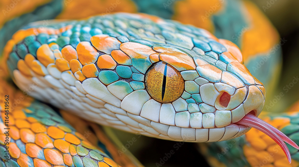 A detailed macro shot of a snakeâs head, showing its scales and tongue flicking out. A detailed macro shot of a snakeâs head, showing its scales and tongue flicking out.