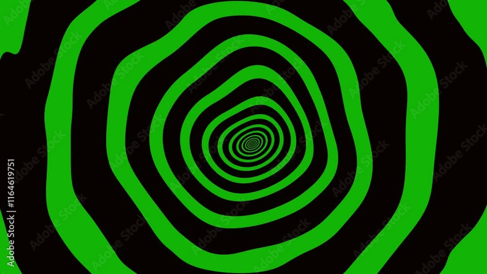 green and black seamless looping wavy tunnel animation background	
