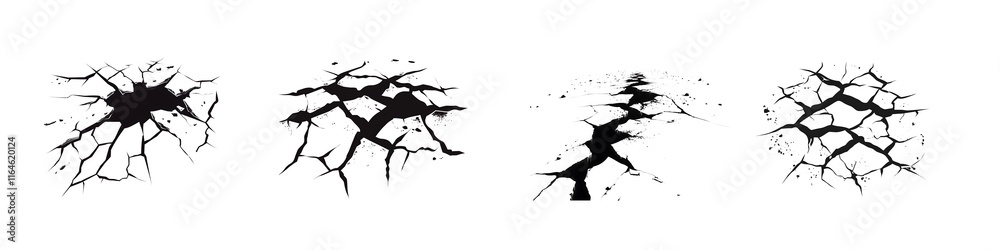 Realistic Cracked Ground Textures Isolated on Transparent Background Realistic Cracked Ground Textures Isolated on Transparent Background