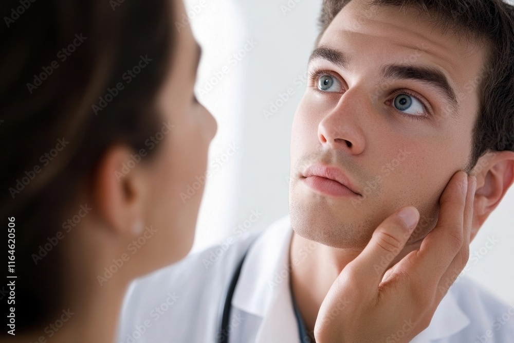 Close examination of a mans eyes during an eye checkup at a medical clinic Close examination of a mans eyes during an eye checkup at a medical clinic