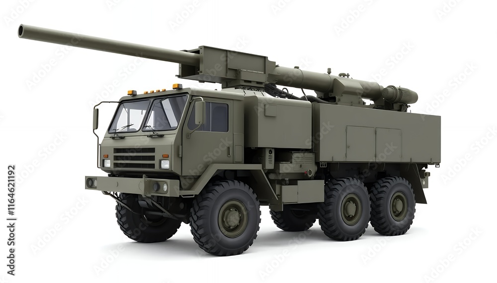 Military Self-Propelled Howitzer: A Powerful Olive-Green Machine Military Self-Propelled Howitzer: A Powerful Olive-Green Machine