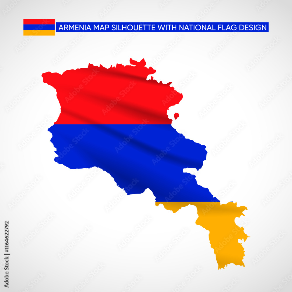 Armenia Map Silhouette with National Flag Design Armenia Map Silhouette with National Flag Design