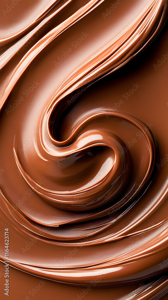 Melted chocolate texture on white background, Chocolate smear