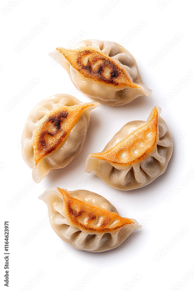 Asian gyoza dumplings, isolated on white background Asian gyoza dumplings, isolated on white background