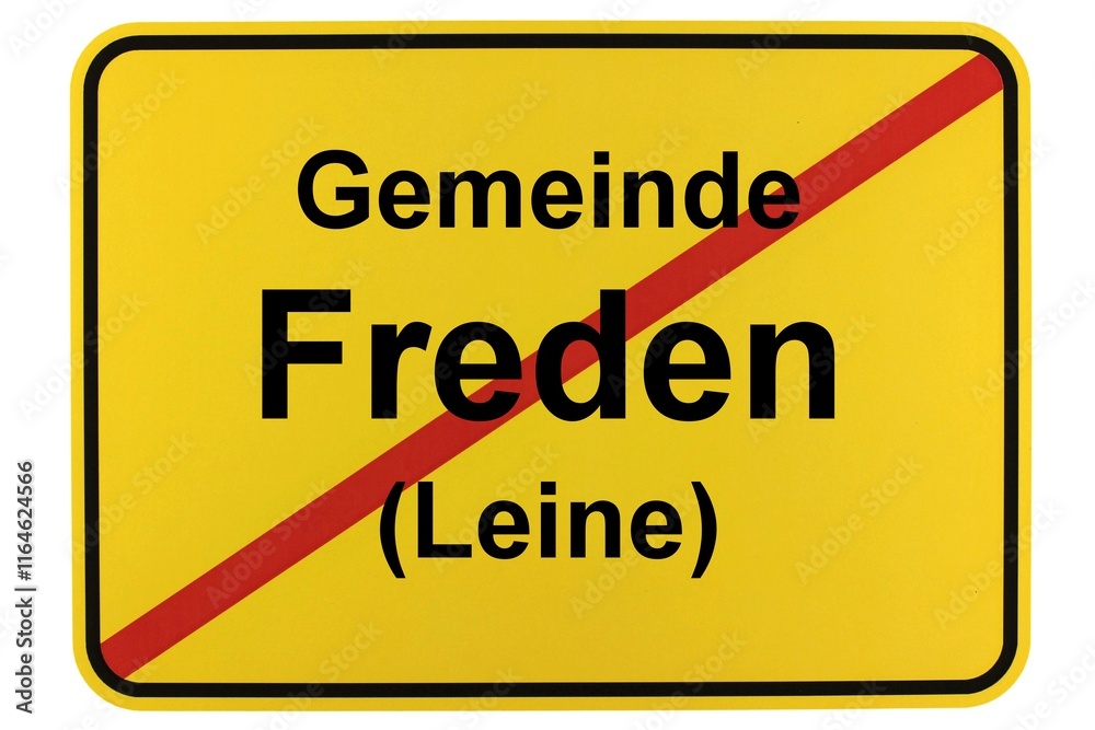 Illustration eines Ortsschildes der Gemeinde Freden (Leine) in Niedersachsen Illustration eines Ortsschildes der Gemeinde Freden (Leine) in Niedersachsen