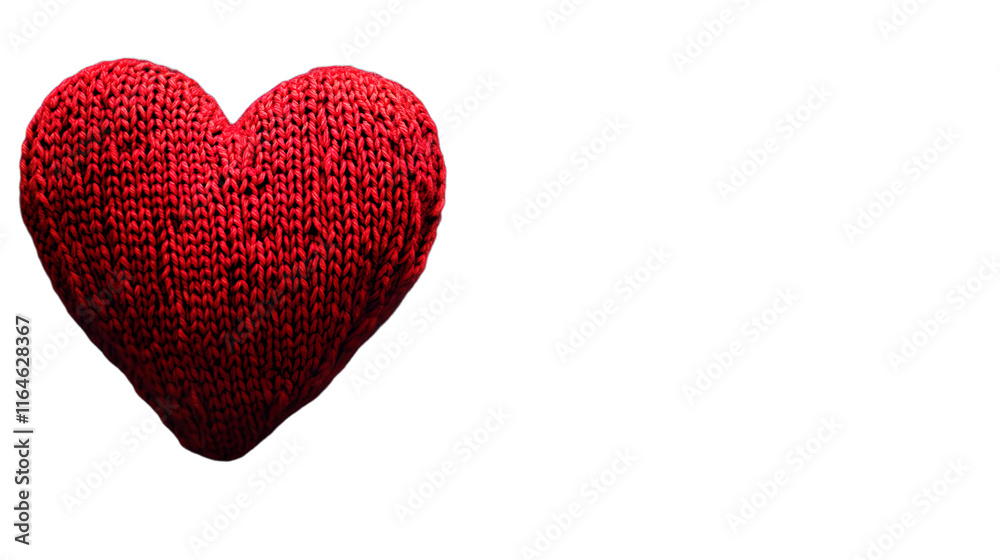Fototapeta premium Transparent Knitted Red Heart for Craft Design Love Projects