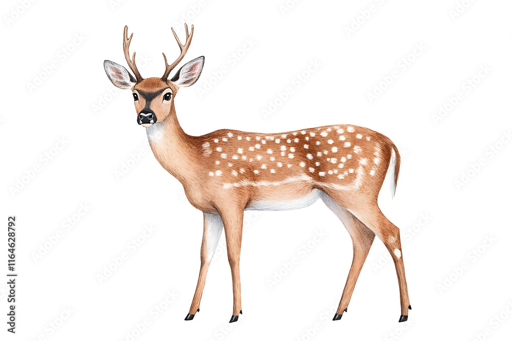 Fototapeta premium Deer silhouette watercolor style wildlife simple drawing animal isolated on white background