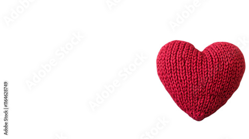 Red Wool Knitted Heart Transparent Background Romantic Decoration