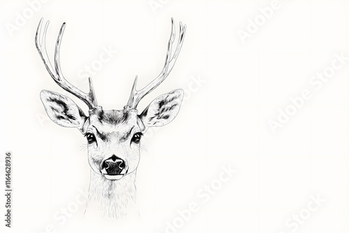 Deer silhouette watercolor style wildlife simple drawing animal isolated on white background