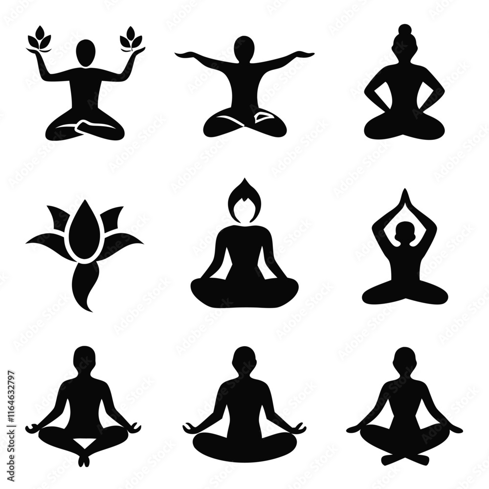 yoga silhouettes set