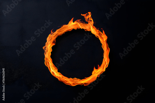 Abstract fire ring of Sparking fire circle isolated on black background