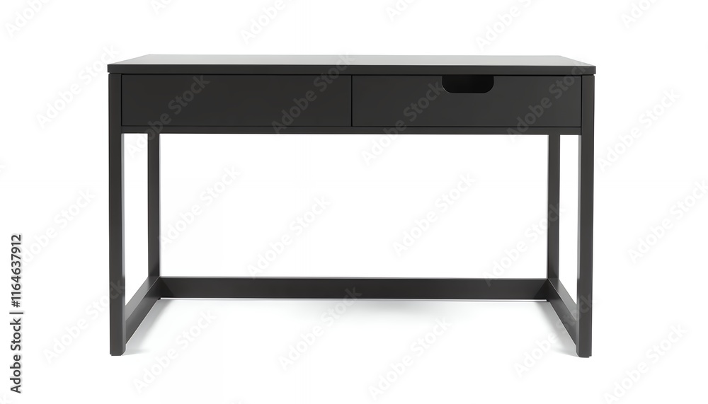 Sleek Black Writing Desk: Minimalist Two-Drawer Design Sleek Black Writing Desk: Minimalist Two-Drawer Design