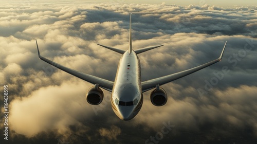 Boeing 737 MAX 8 Above the Clouds at Sunset