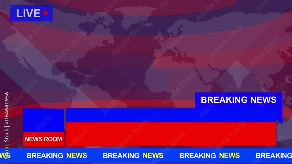 News studio. Newsroom Background for News Broadcasts. Red color 3D World News Background animation , digital world breaking news Studio Background , world live report . technology background .