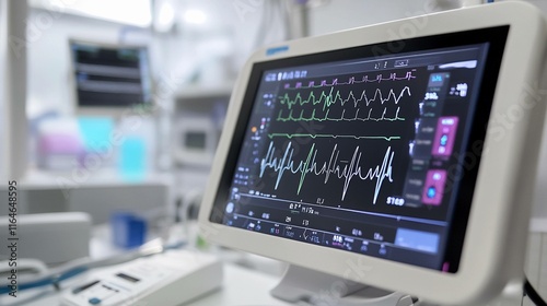 Electrocardiograph monitoring heart activity in a medical facility. Generative AI