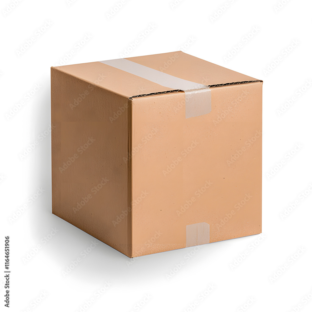 Parcel brown cardboard box pack mock up isolated on white Parcel brown cardboard box pack mock up isolated on white
