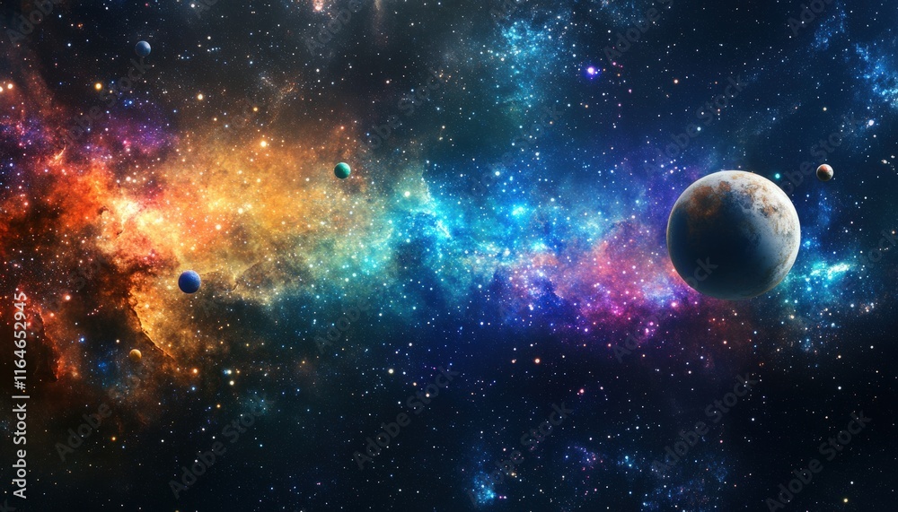 Vibrant Nebula Planets and Stars Cosmic Space Background Image