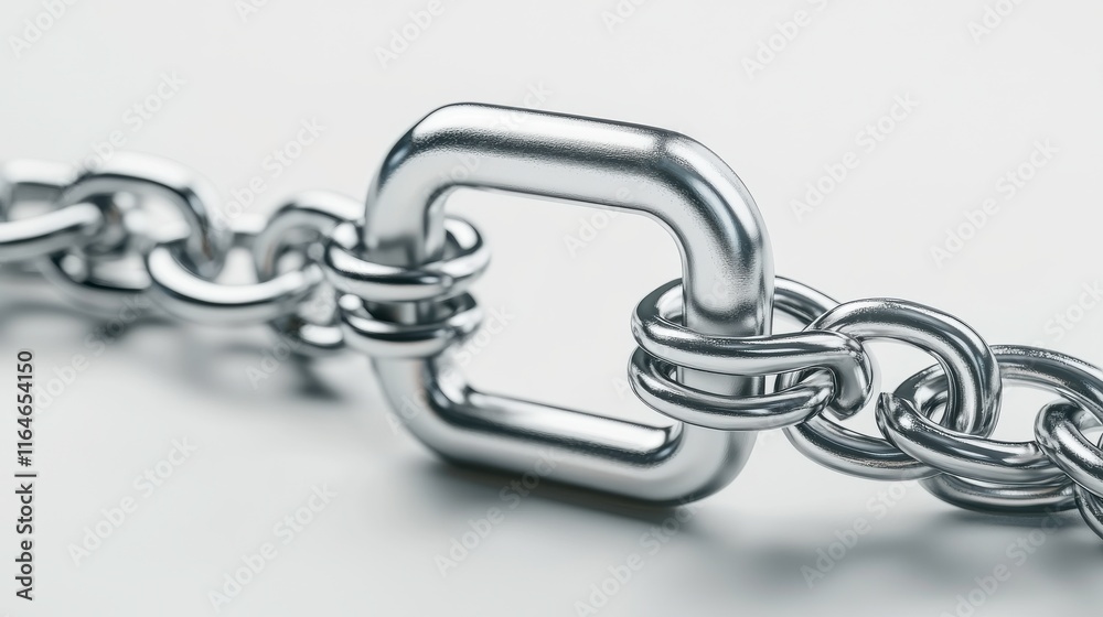 Obraz premium Metallic Chain Link on Bright White Background