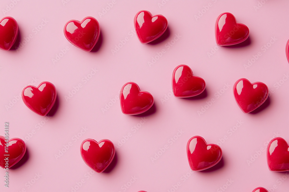 Fototapeta premium Red heart shapes isolated on a Valentine's Day background
