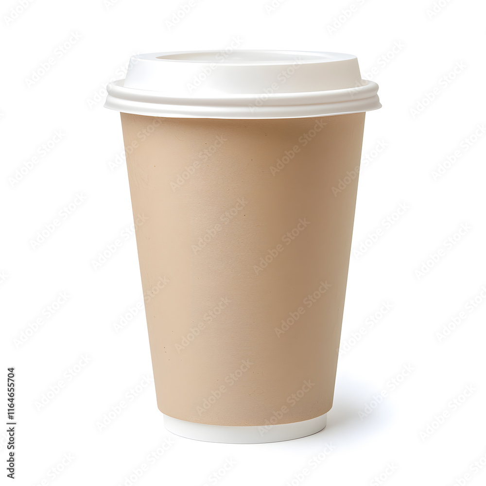 Fototapeta premium Takeaway coffee cup with a lid mock up isolated on white background