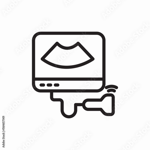 ultrasound machine medical equipment monitoring device system icon vector sign
