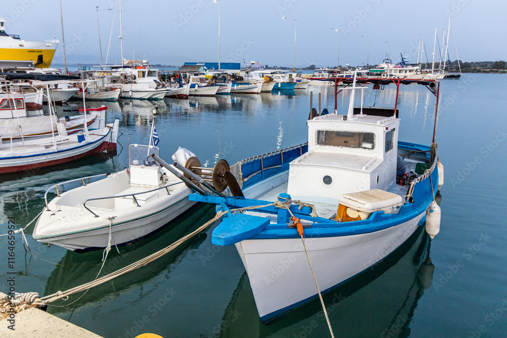 Boats in the port of Killini on Peloponnese peninsula, Greece Boats in the port of Killini on Peloponnese peninsula, Greece