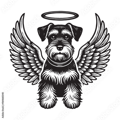 Miniature Schnauzer Dogcorgi Angel Wings & Halo Dog Memorial Design Svg