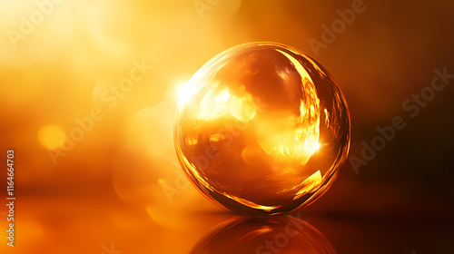 Softly glowing auroral light reflected in an abstract golden sphere, radiant, shine, auroral. Auroral. Illustration
