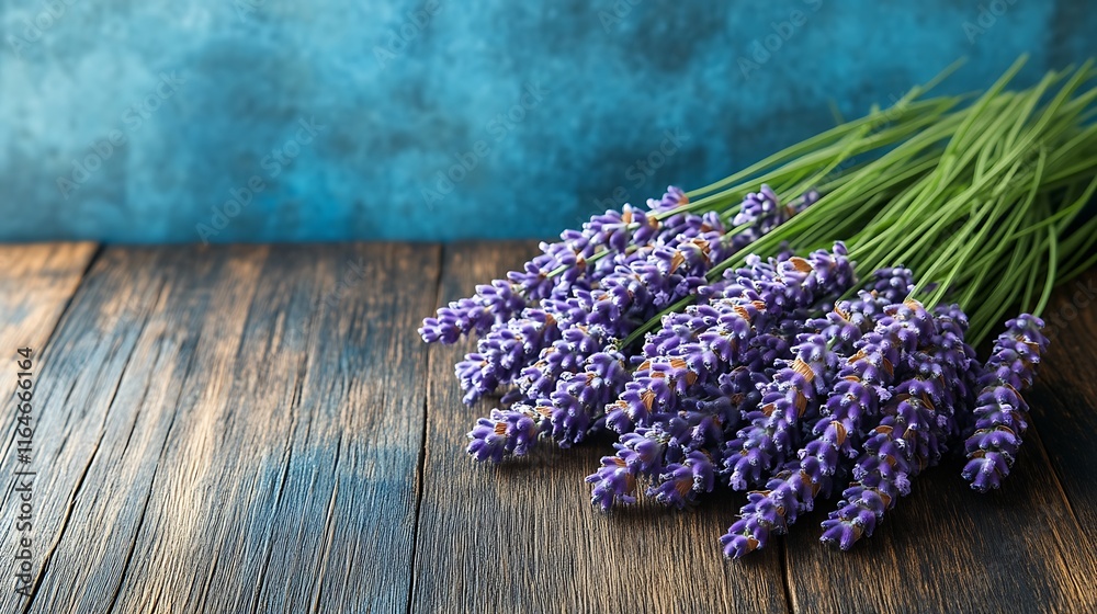 A Bouquet of Lavender on Rustic Wooden Surface