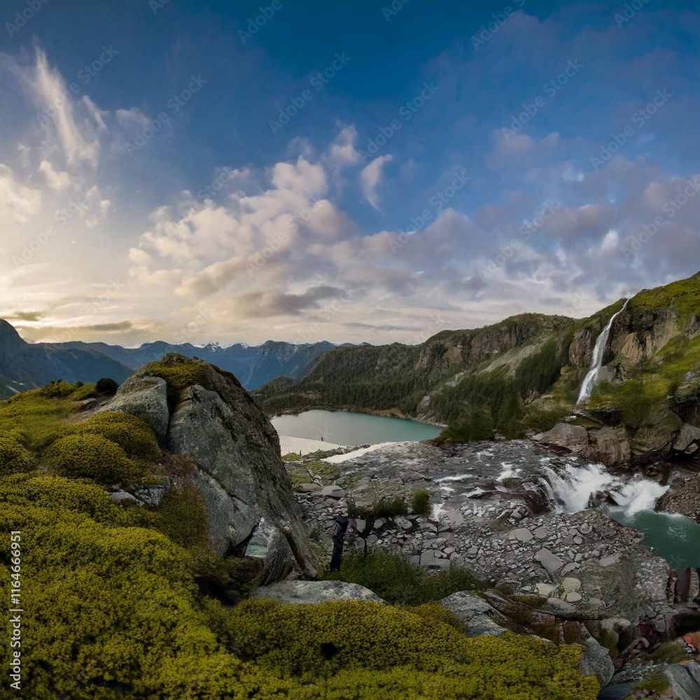 there is sky and some moutains mide water to flow the blue colour of the sky green moutains beautifull wATER peace oudide tourist attraction there is sky and some moutains mide water to flow the blue colour of the sky green moutains beautifull wATER peace oudide tourist attraction