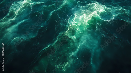 Shimmering auroral light on the surface of the sea , aurora, flowing. Auroral. Illustration