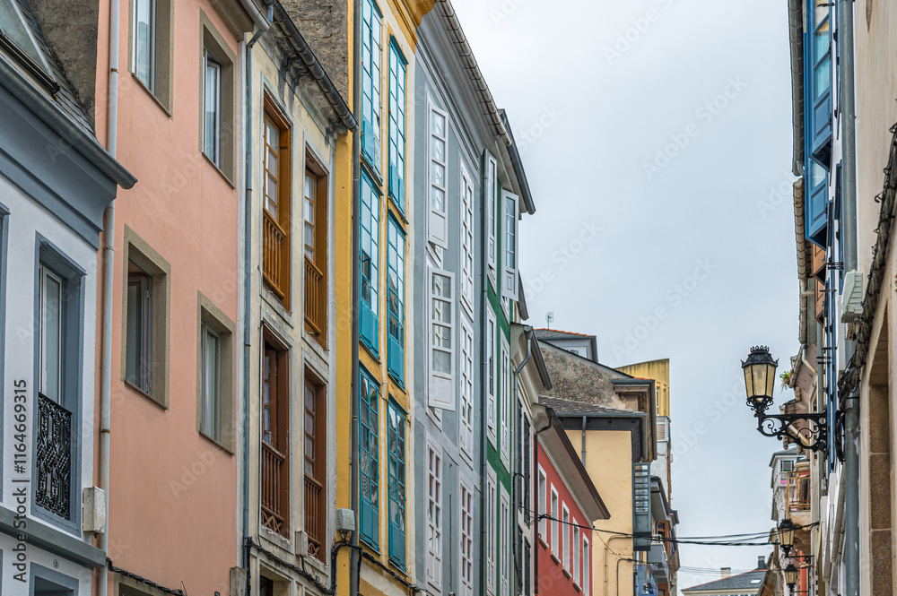 Colorful streets in the old town of Ribadeo, Spain Colorful streets in the old town of Ribadeo, Spain