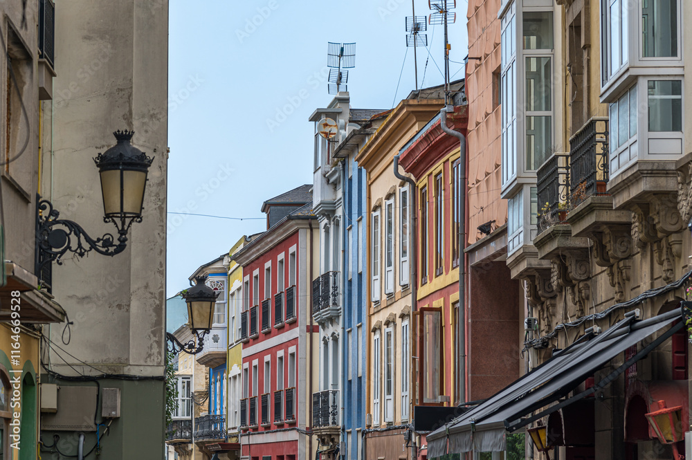 Fototapeta premium Colorful streets in the old town of Ribadeo, Spain