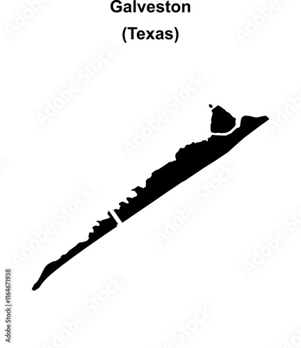 Galveston (Texas) blank outline map
