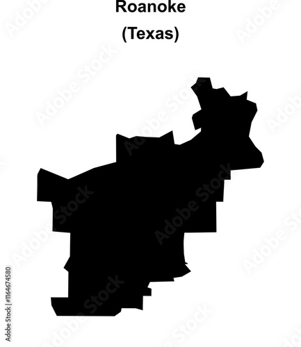 Roanoke (Texas) blank outline map