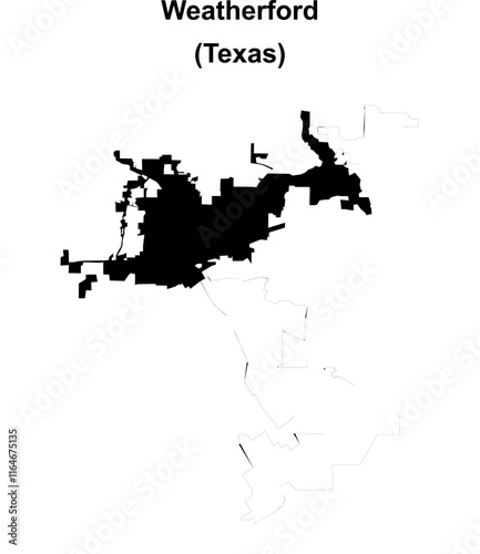 Weatherford (Texas) blank outline map photo