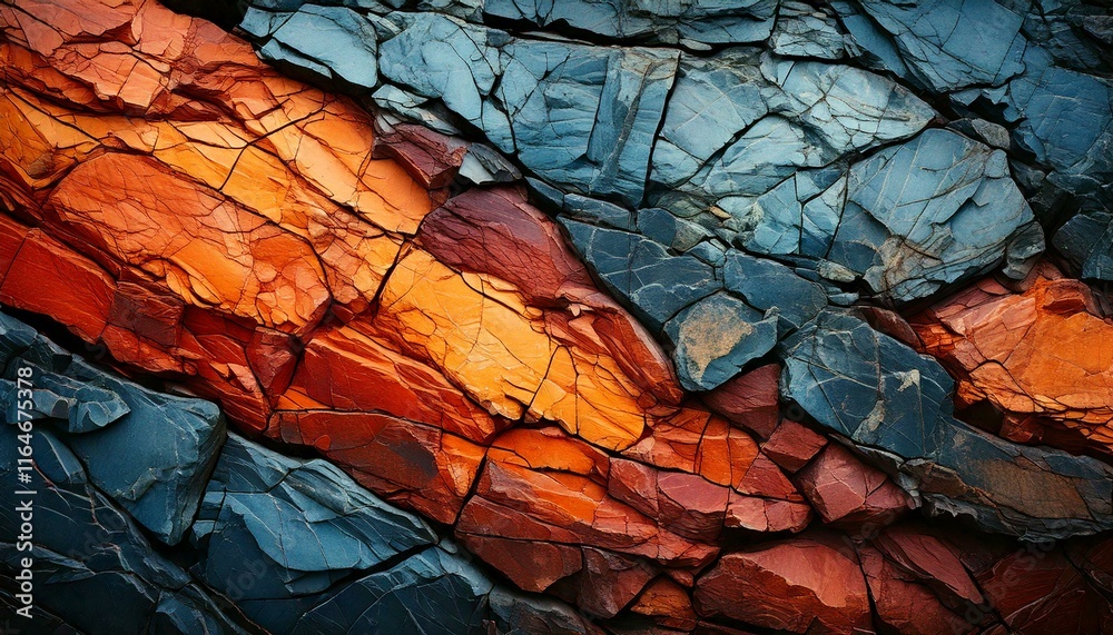 blue and orange rock face