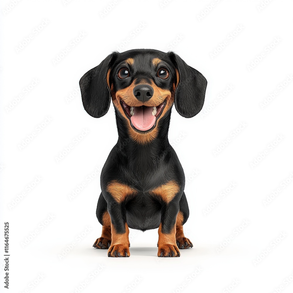 A cheerful dachshund dog sitting with a happy expression, showcasing its playful nature and friendly demeanor. A cheerful dachshund dog sitting with a happy expression, showcasing its playful nature and friendly demeanor.