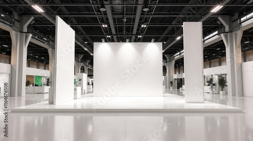 Minimalist white exhibition mockup in modern architecture