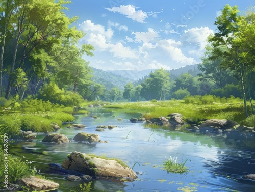 river winding through a dense forest