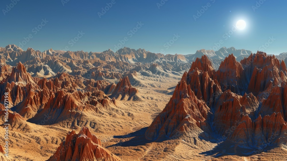 Naklejka premium desert landscape with red rock formations and smooth sandy valleys