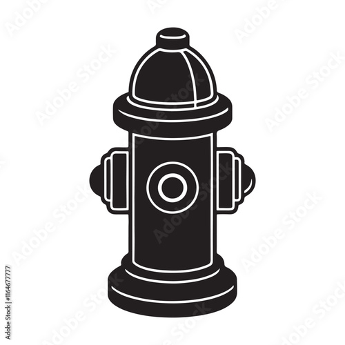 fire hydrant silhouette, black and white silhouette, vector and illustration