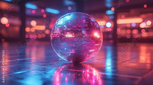 In the midst of an intense fiery light display, a radiant golden disco ball stands out, heralding a night filled with lavish merrymaking