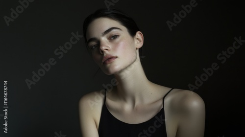 Serene portrait of a woman in minimalist style for elegant design