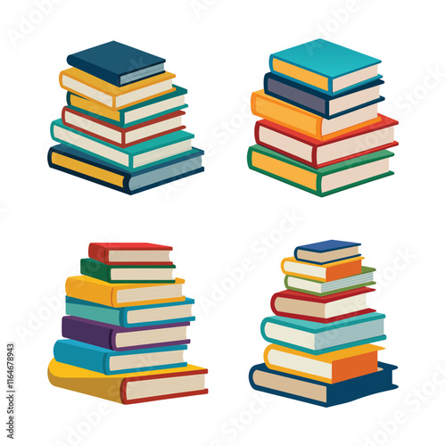 stack of books set vector, vector and illustration, vector style 