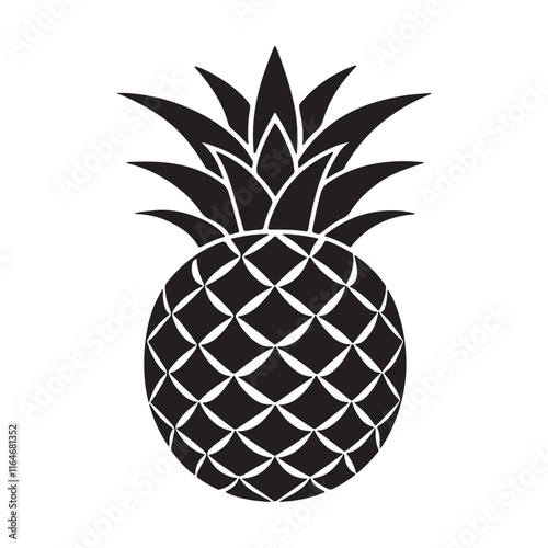 pineapple silhouette, black and white silhouette, vector and illustration