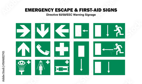 EEC emergency escape and first-aid safety signs