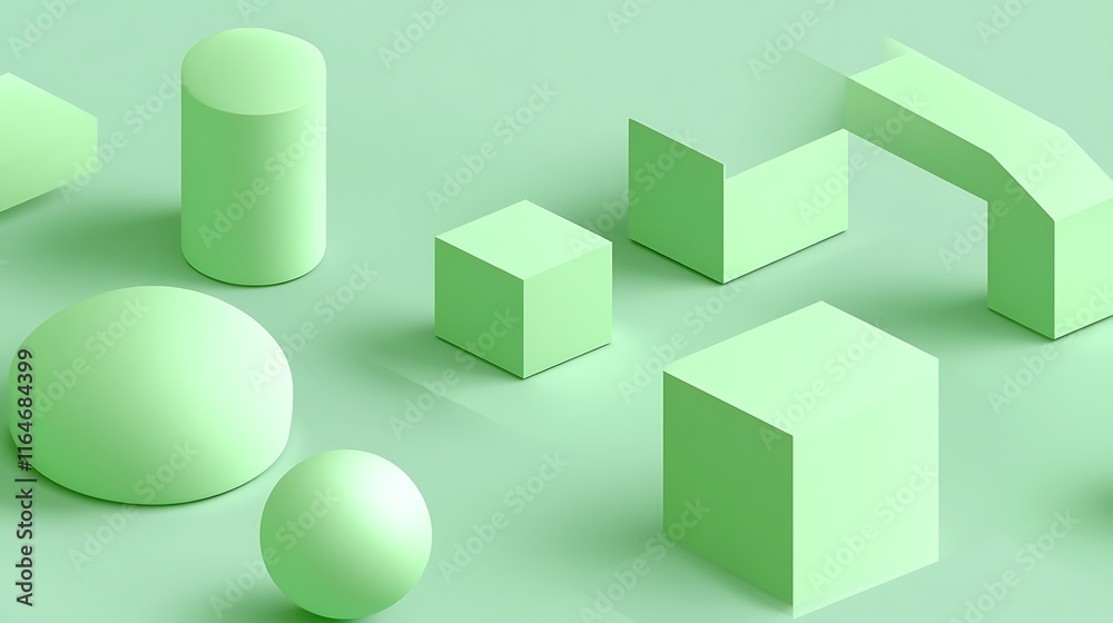 Abstract Green Geometric Shapes Composition Abstract Green Geometric Shapes Composition